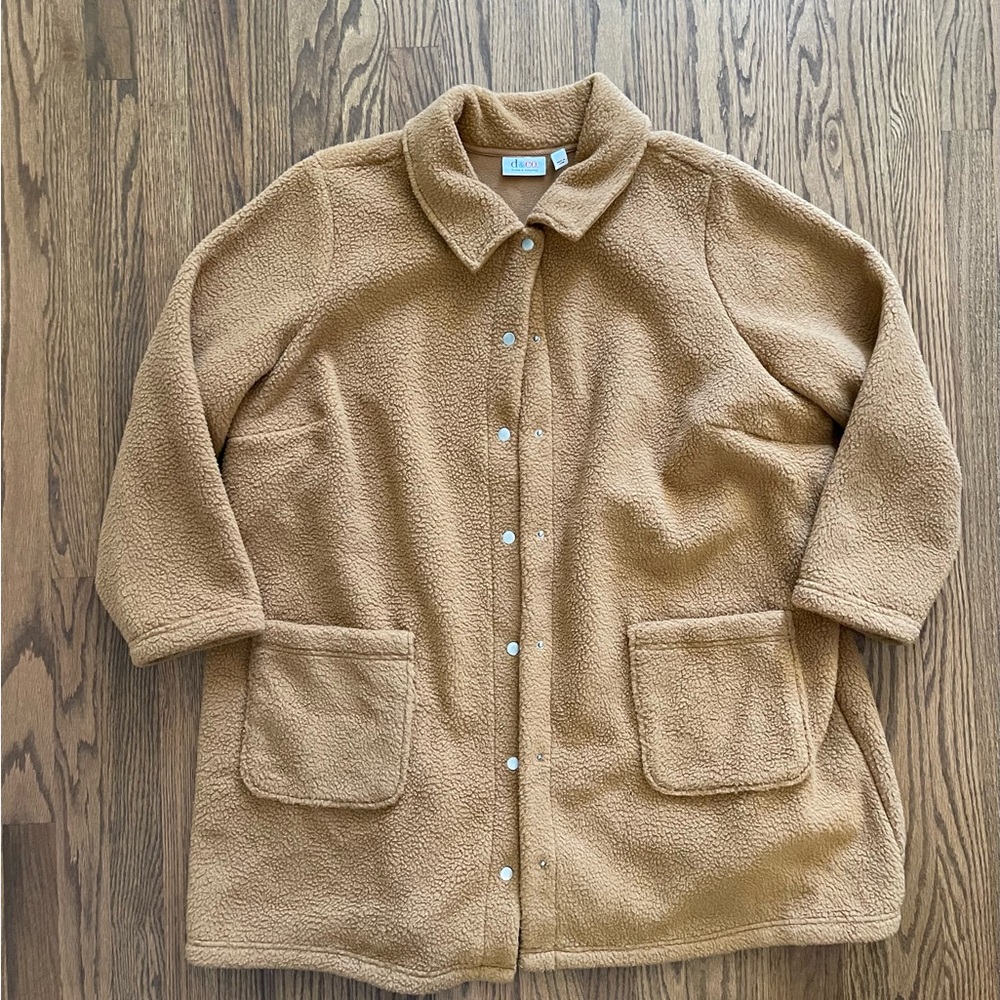 Denim & Co Women’s Sherpa Fleece Teddy Jacket Plus size 3X Gold